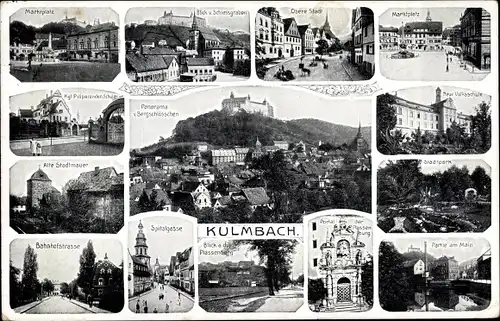 Ak Kulmbach in Oberfranken, Bergschlösschen, Burgportal, Spitalgasse, Schule, Stadtmauer