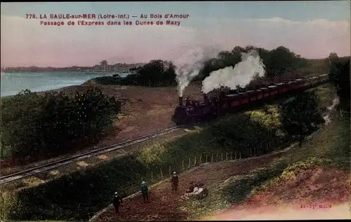 Ak La Baule sur Mer Loire Atlantique, Au Bois d'Amour, Passage de l'Express dans les Dunes de Mazy