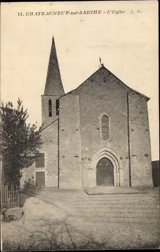 Ak Chateauneuf sur Sarthe Maine-et-Loire, Kirche