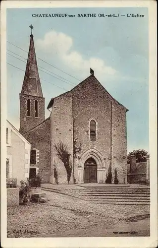 Ak Chateauneuf sur Sarthe Maine-et-Loire, Kirche