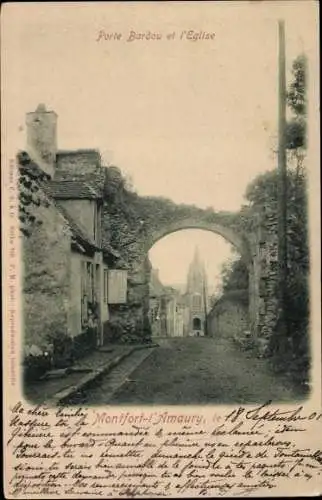 Ak Montfort l'Amaury Yvelines, Porte Bardou et l'Eglise