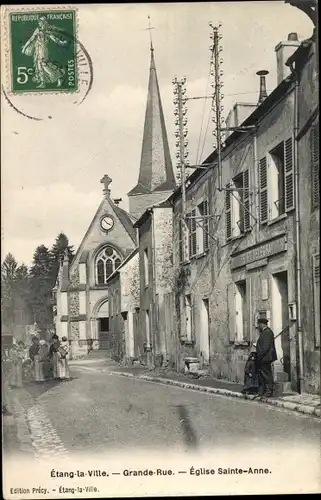Ak L'Etang la Ville Yvelines, Grande Rue, Eglise Sainte Anne