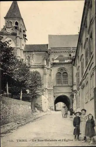 Ak Triel Yvelines, La Rue Galande et l'Eglise