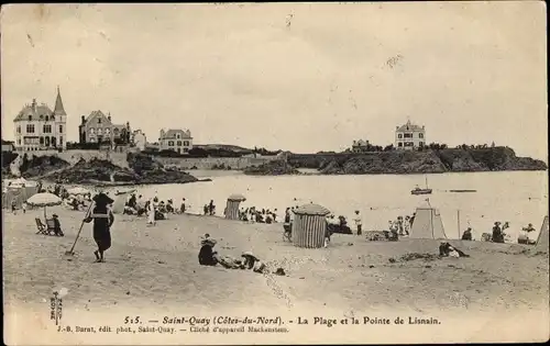 Ak Saint Quay Cotes d'Armor, La Plage et la Pointe de Lisnain