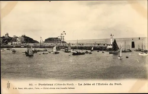 Ak Portrieux Cotes d'Armor, La Jetee et l'Entree du Port
