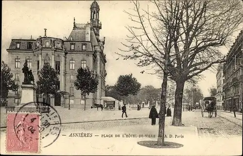 Ak Asnières Hauts-de-Seine, Place de l'Hotel de Ville