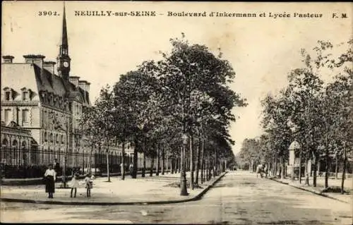 Ak Neuilly sur Seine Hauts de Seine, Boulevard d'Inkermann et Lycee Pasteur