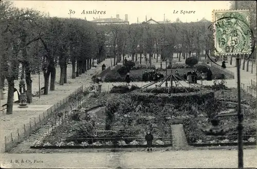 Ak Asnières Hauts-de-Seine, Le Square