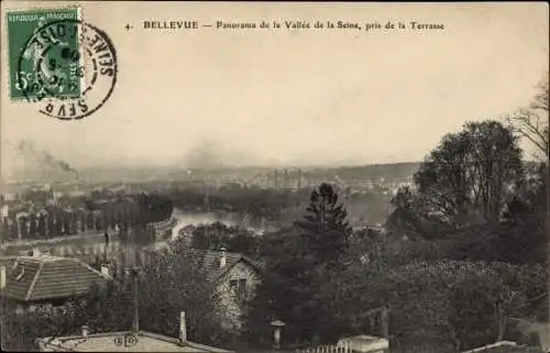 Ak Bellevue Hauts de Seine, Panorama de la Vallee de la Seine