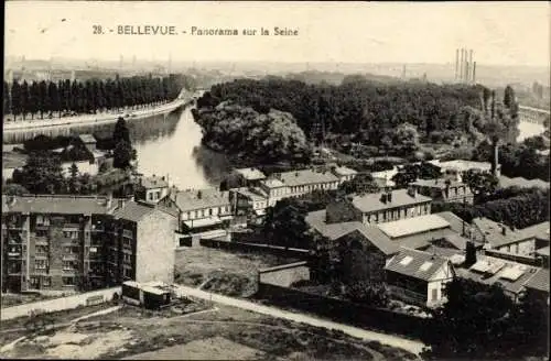 Ak Bellevue Hauts de Seine, Panorama sur la Seine