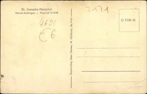 Ak Sodingen Herne im Ruhrgebiet, St. Josephs Hospital