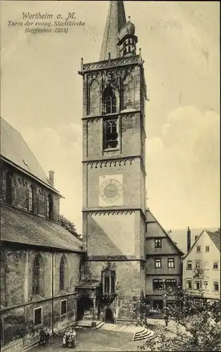 Ak Wertheim am Main, Ev. Stadtkirche, Turm