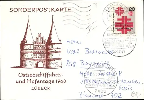 Ak Hansestadt Lübeck, Ostseeschiffahrts - und Hafentage 1968