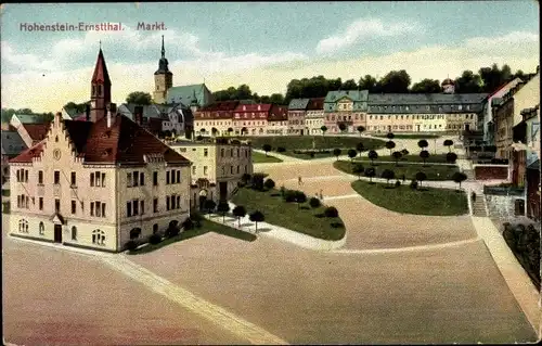 Ak Hohenstein Ernstthal in Sachsen, Markt, Rathaus