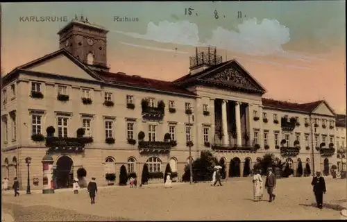 Ak Karlsruhe in Baden Württemberg, Rathaus