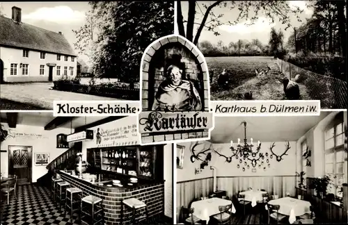 Ak Karthaus Dülmen im Münsterland, Restaurant Klosterschänke, Innen und Außen