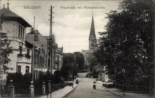 Ak Schleswig in Schleswig Holstein, Alleestraße, Michaeliskirche