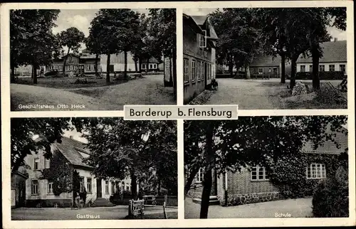 Ak Barderup Oeversee in Schleswig Holstein, Gasthaus, Schule, Geschäftshaus