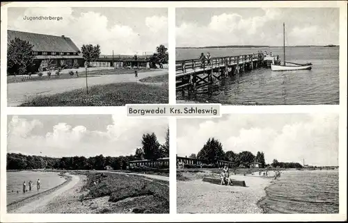 Ak Borgwedel an der Schlei in Schleswig Holstein, Jugendherberge, Partie am Wasser