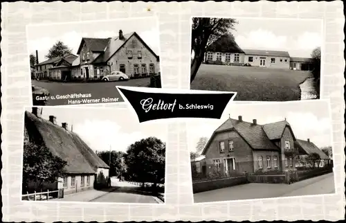 Ak Geltorf in Holstein, Schule, Gast- und Geschäftshaus von Hans Werner Reimer