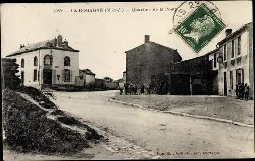 Ak La Romagne Maine et Loire, Quartier de la Poste