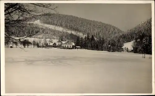 Ak Janské Lázně Johannisbad Region Königgrätz, Hotel Jeschke, Winter