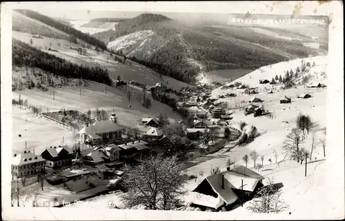 Ak Velká Úpa Großaupa Pec pod Sněžkou Petzer Riesengebirge Region Königgrätz, Winterpanorama