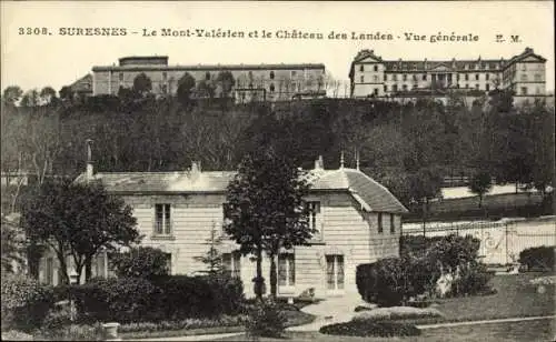 Ak Suresnes Hauts de Seine, Le Mont Valerien et le Chateau des Landes, Vue generale