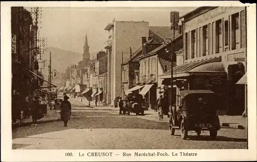 Ak Le Creusot Saône et Loire, Rue Marechal Foch, Le Theatre