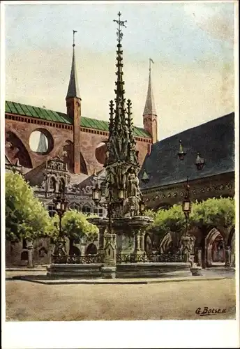 Künstler Ak Bolse, G., Hansestadt Lübeck, Marktbrunnen