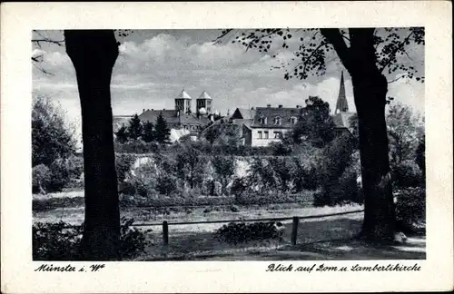 Ak Münster in Westfalen, Blick auf Dom und Lambertikirche