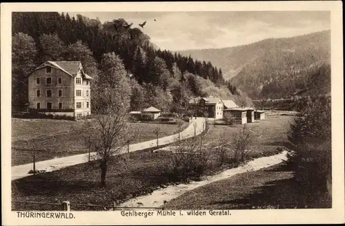 Ak Gehlberg in Thüringen, Mühle im wilden Geratal