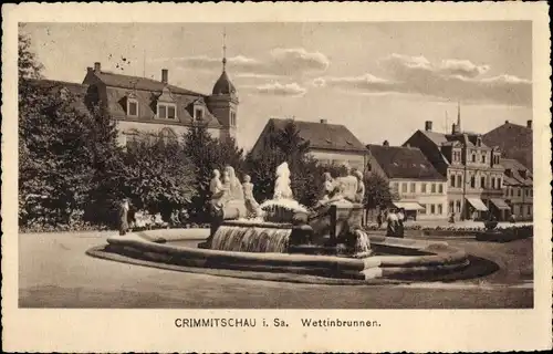 Ak Crimmitschau in Sachsen, Wettinbrunnen