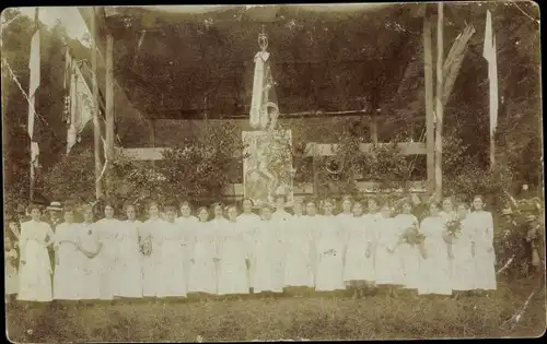 Foto Ak Scheidt in Rheinland Pfalz, Gruppenbild Mädchen, Fest