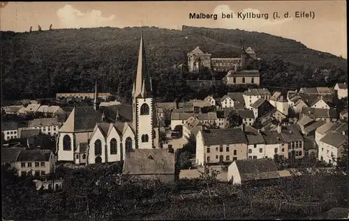 Ak Malberg Rheinland Pfalz, Panorama, Kirche