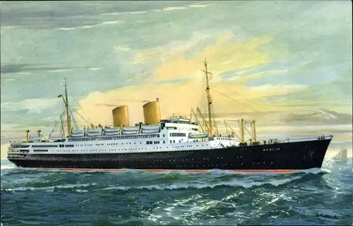 Künstler Ak Dampfschiff MS Berlin, Norddeutscher Lloyd
