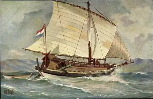 Künstler Ak Rave, Chr., Marine Galerie 164, Javanisches Transportschiff 19. Jahrhundert