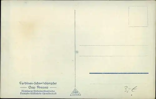 Ak Dampfschiff Cap Arcona, HSDG