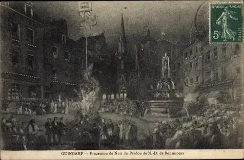 Ak Guingamp Cotes d'Amor, Procession de Nuit du Pardon de Notre Dame de Bonsecours