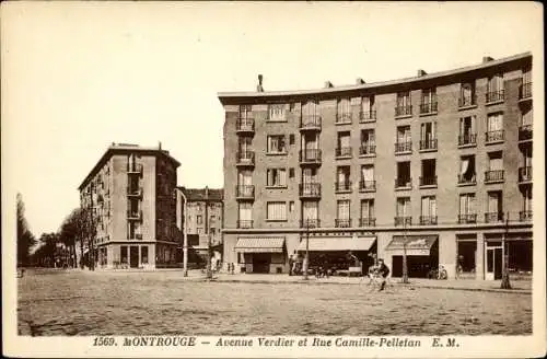 Ak Montrouge Hauts de Seine, Avenue Verdier et Rue Camille Pelletan