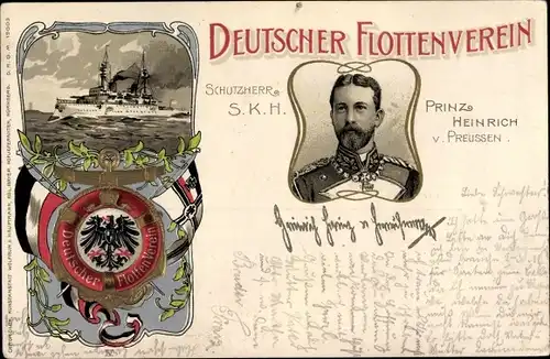 Litho Deutscher Flottenverein, Schutzherr Großadmiral Prinz Albert Wilhelm Heinrich von Preußen