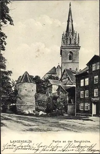 Ak Bad Langensalza in Thüringen, Partie an der Bergkirche