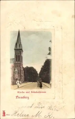 Ak Pinneberg in Schleswig Holstein, Kirche, Bahnhofstraße