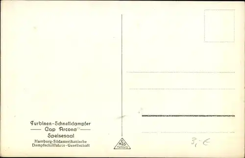 Ak Dampfschiff Cap Arcona, Innenansicht, Speisesaal, HSDG