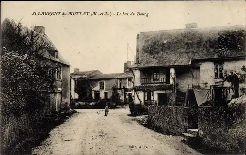 Ak Saint Laurent du Mottay Maine et Loire, Le bas du Bourg