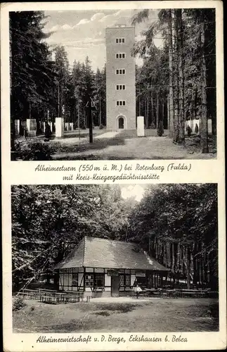 Ak Rotenburg an der Fulda, Alheimerturm, Alheimerwirtschaft D. Berge, Erkshausen bei Bebra