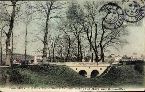 Ak Andresy Yvelines, Fin d'Oise, Le petit Pont de la Mare aux Grenouilles