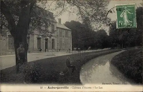 Ak Aubergenville Yvelines, Chateau d'Acosta, Le Lac