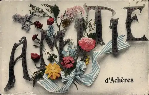 Buchstaben Ak Acheres Yvelines, Blumenstrauß, Souvenir