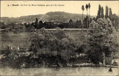 Ak Rueil Hauts-de-Seine, Le Fort du Mont Valeries, pris de l'Ile Fleurue